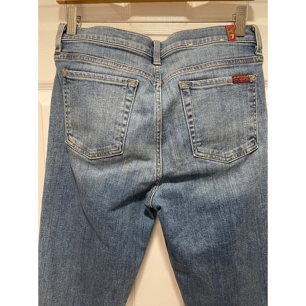 7 Seven For All Mankind Women's Straight Leg Dark Wash Distressed Jeans Size 29 - Picture 5 of 6